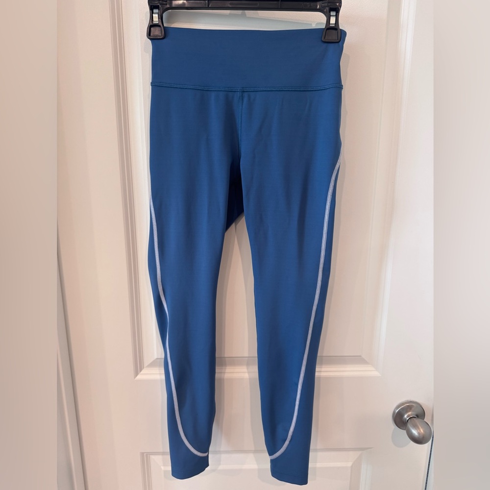 Peloton Blue Leggings with White Stitching Size Small